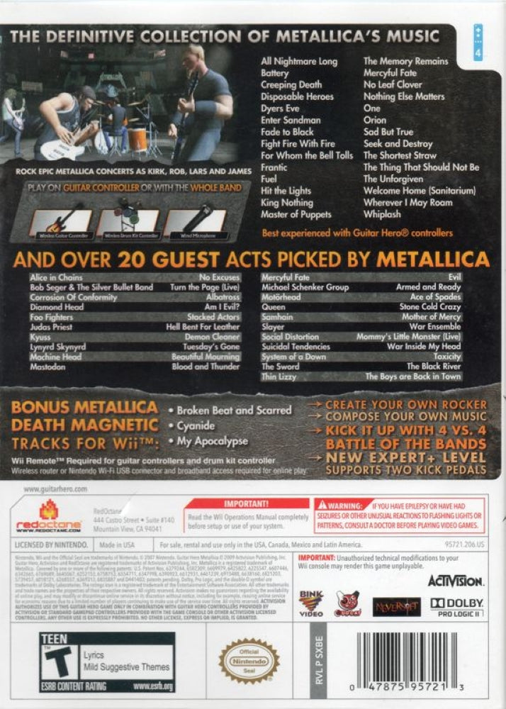 Guitar Hero Metallica Wii - Video Game - Used - CaveGamers - Image 2