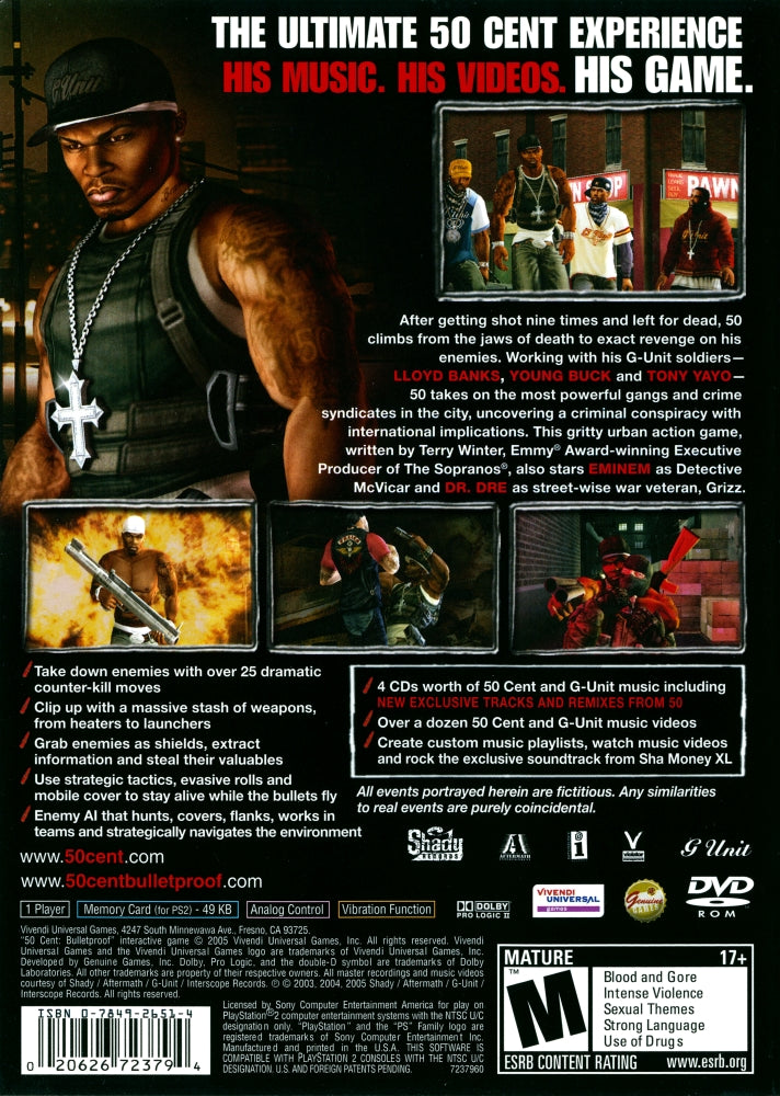 50 Cent: Bulletproof PS2 - Video Game - Used - CaveGamers - Image 2