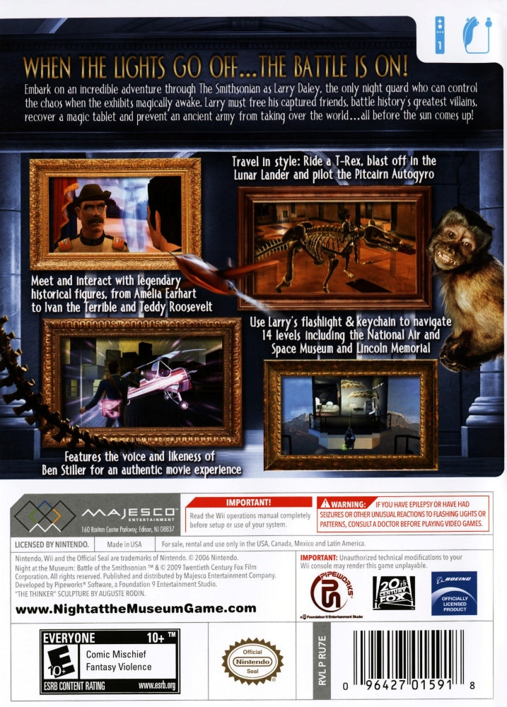 Night at the Museum: Battle of the Smithsonian Wii - Video Game - Used - CaveGamers - Image 2