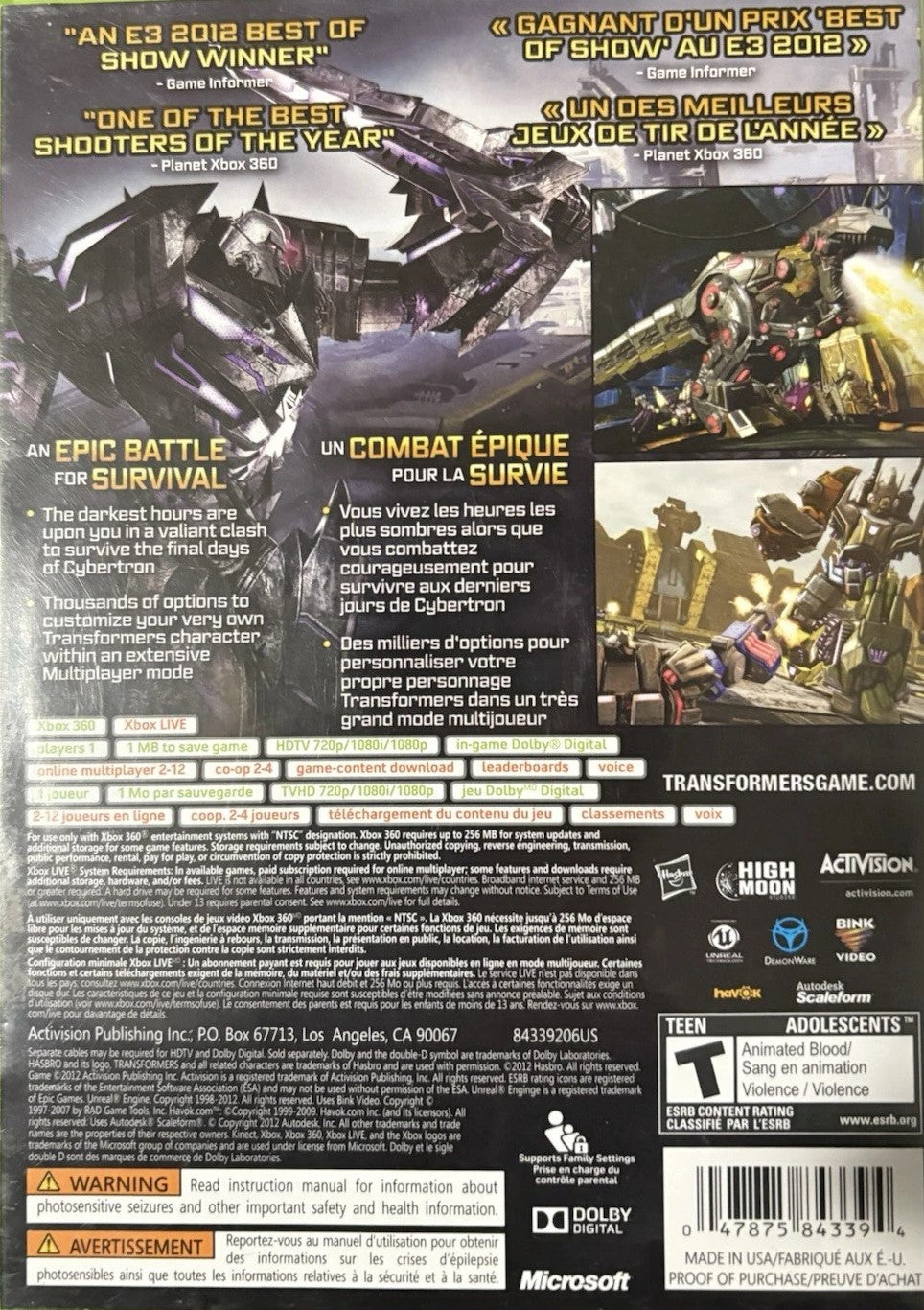 Transformers: Fall of Cybertron Xbox 360 - Video Game - Used - CaveGamers - Image 2