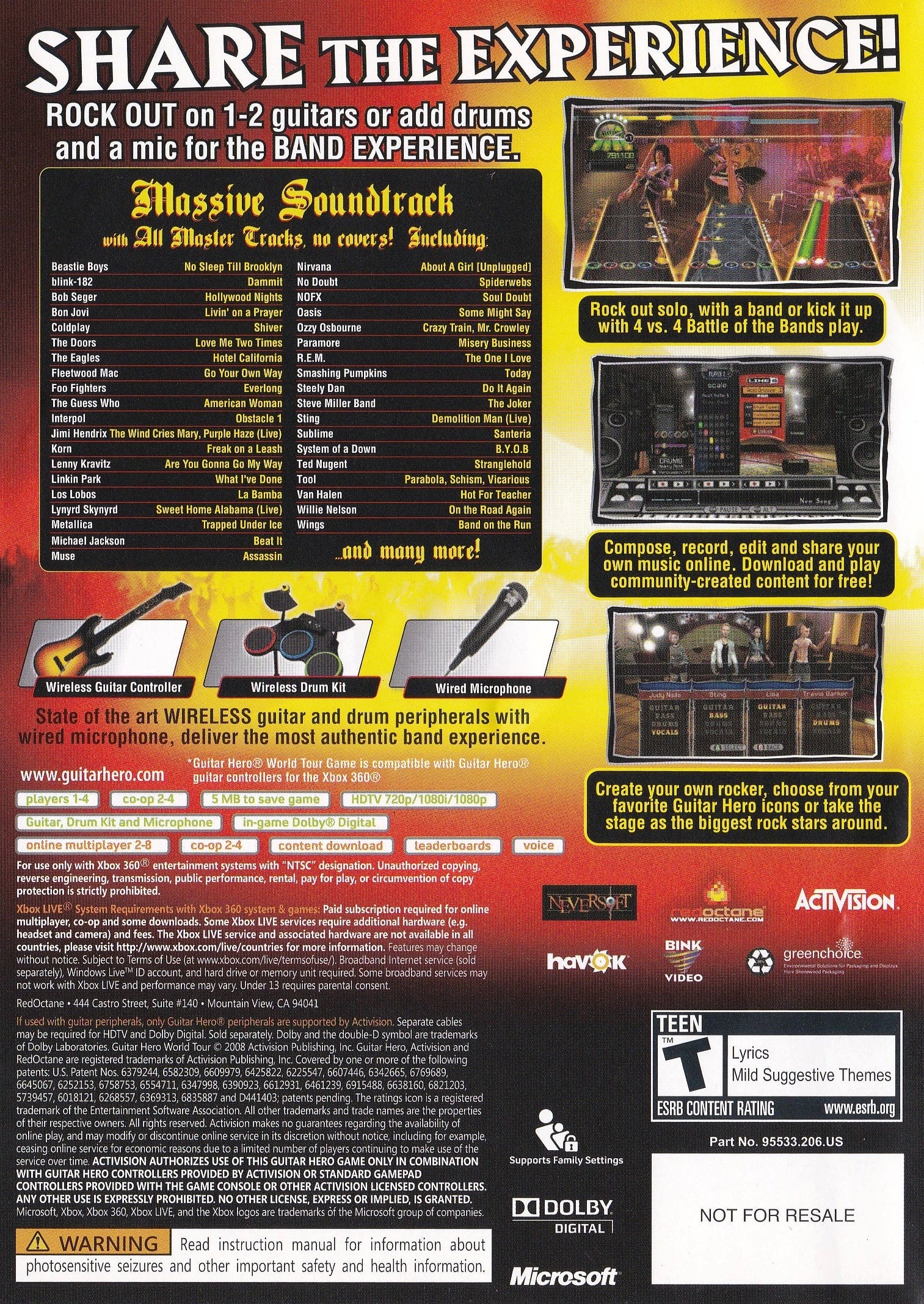Guitar Hero: World Tour Xbox 360 - Video Game - Used - CaveGamers - Image 2