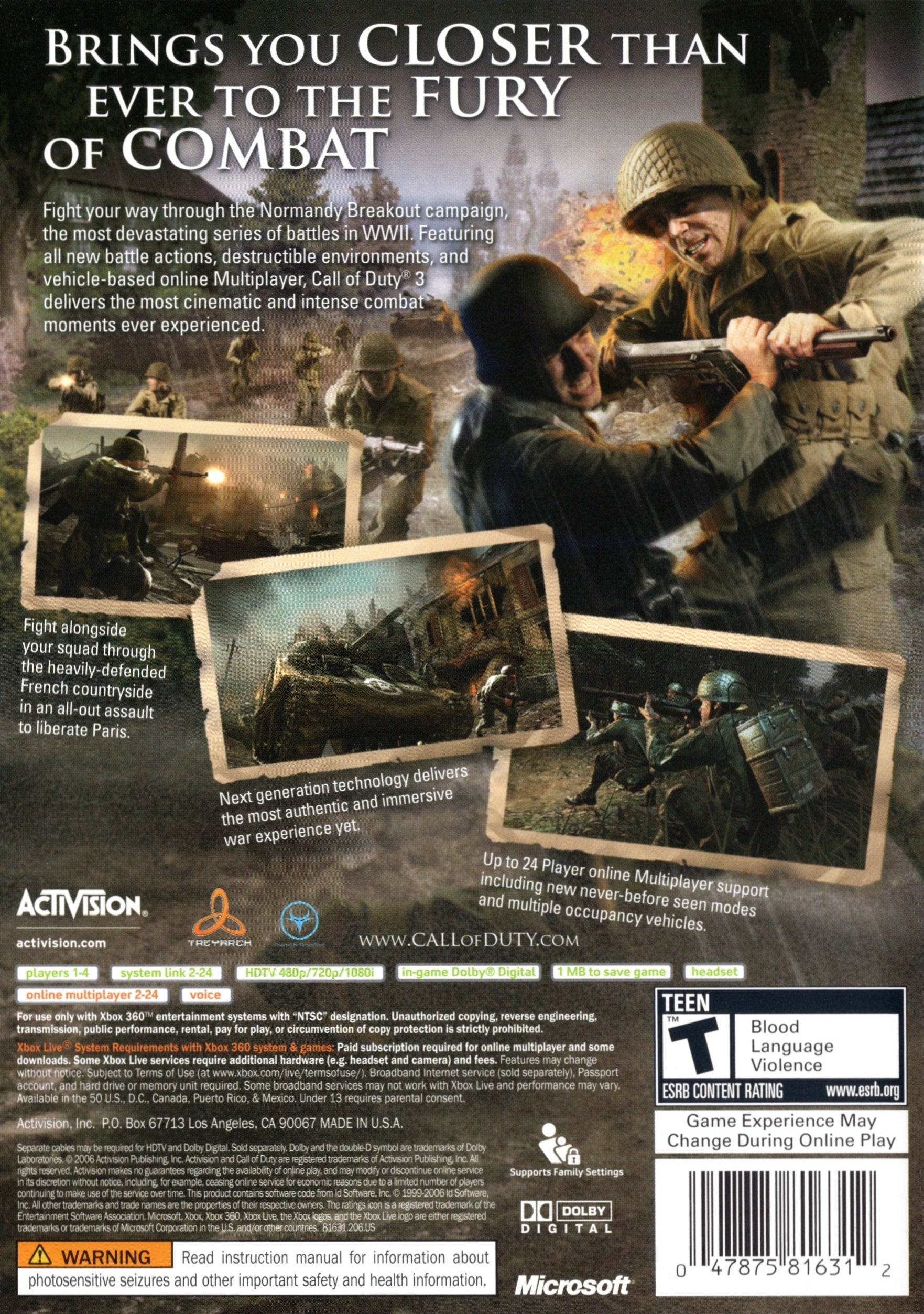 Call of Duty 3 Xbox 360 - Video Game - Used - CaveGamers - Image 2