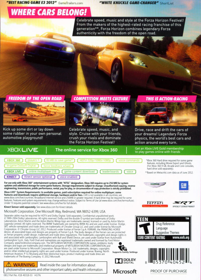 Forza Horizon Xbox 360 - Video Game - Used - CaveGamers - Image 2