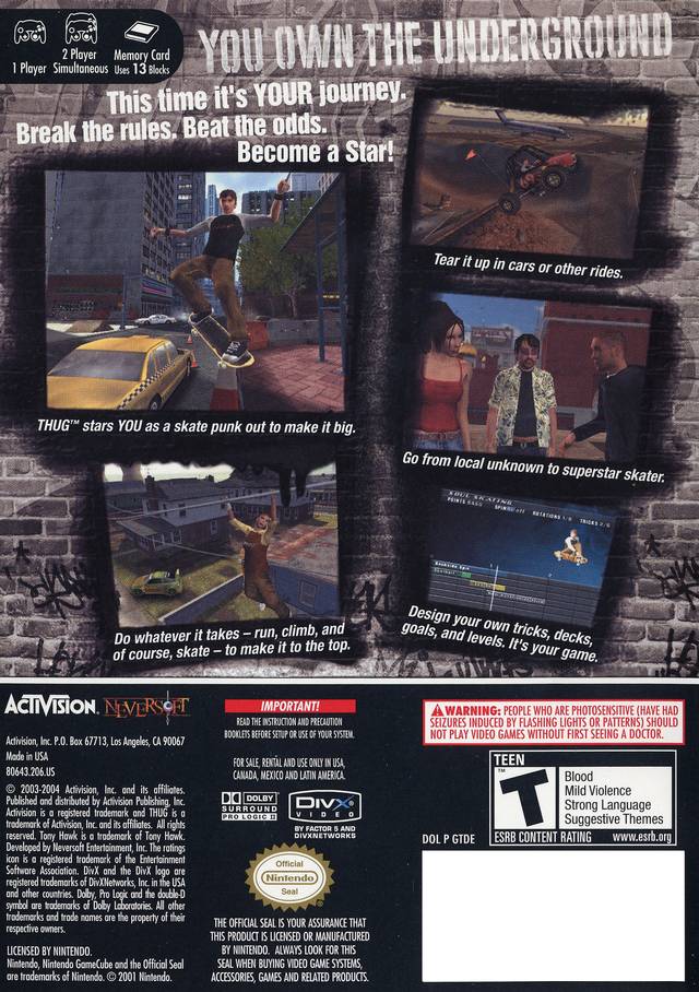 Tony Hawk's Underground GameCube - Video Game - Used - CaveGamers - Image 2