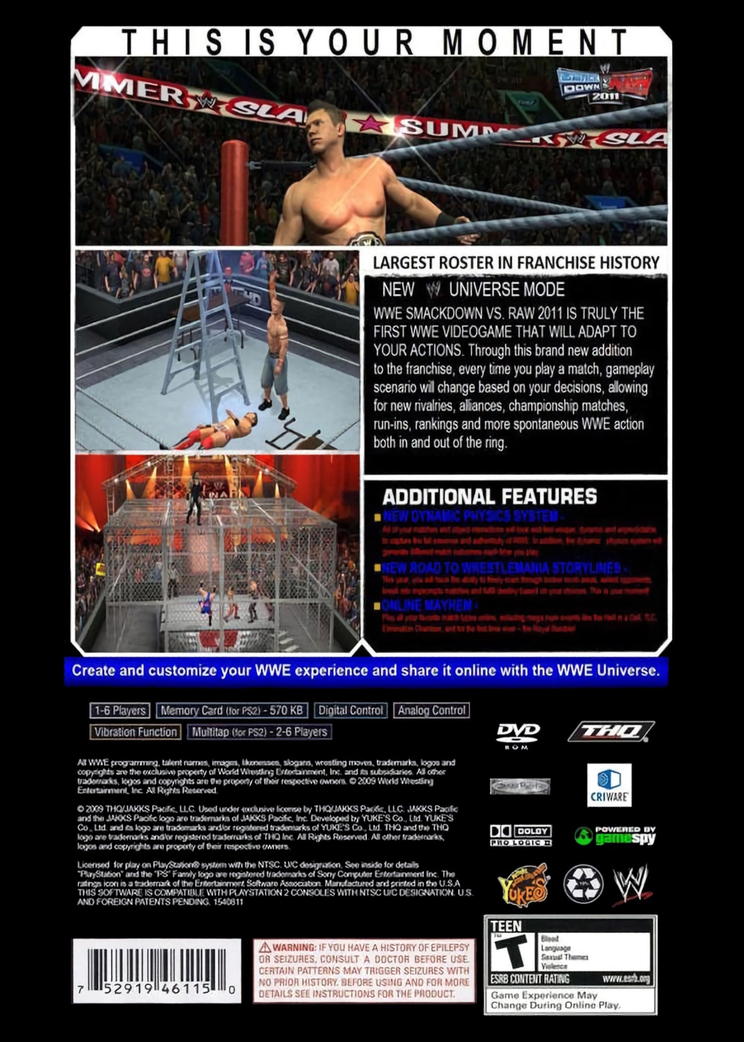 WWE SmackDown vs. Raw 2011 PS2 - Video Game - Used - CaveGamers - Image 2