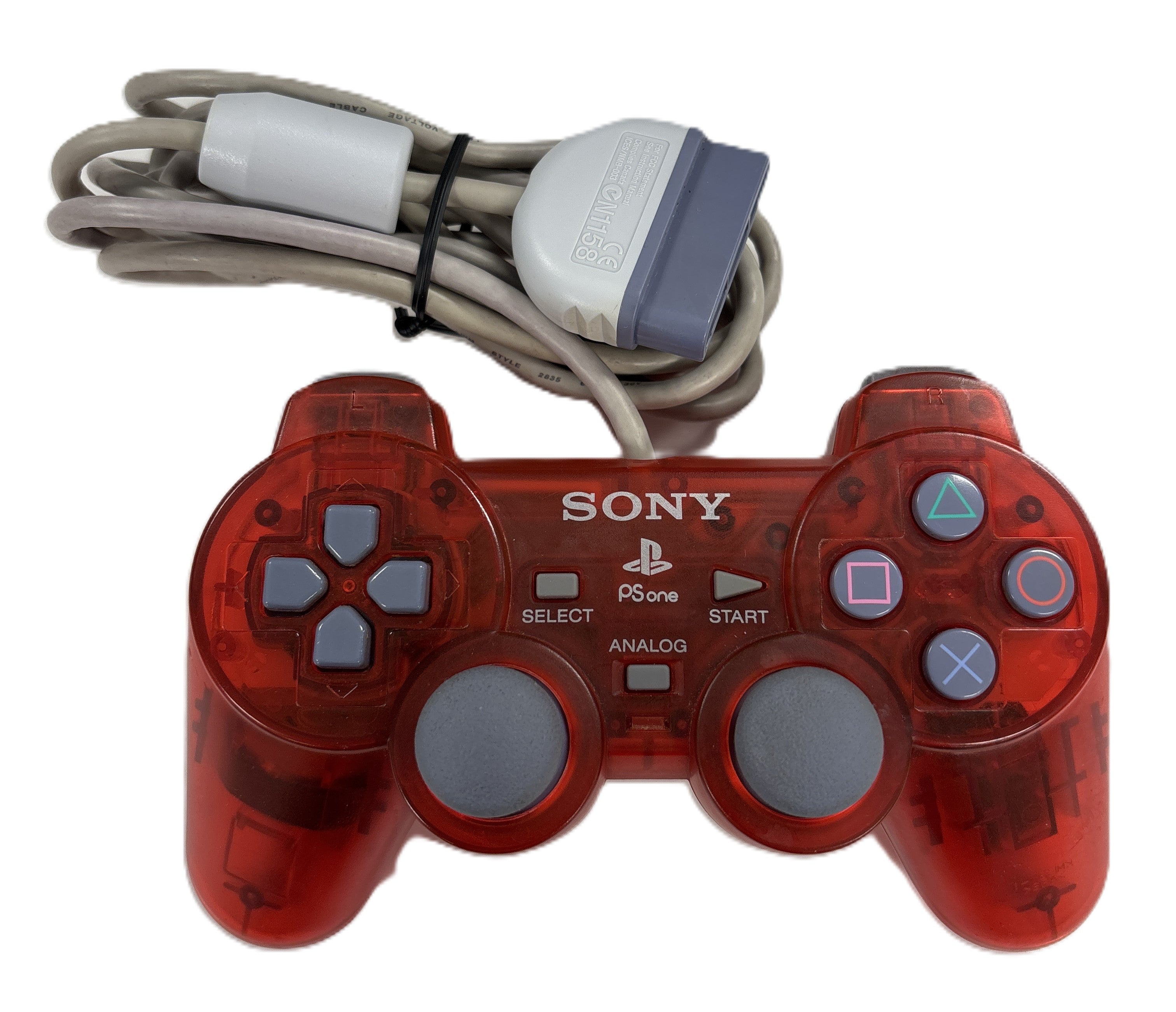 PSone Dualshock Analog Controller - Clear Red Playstation - Video Game Accessory - Used - CaveGamers