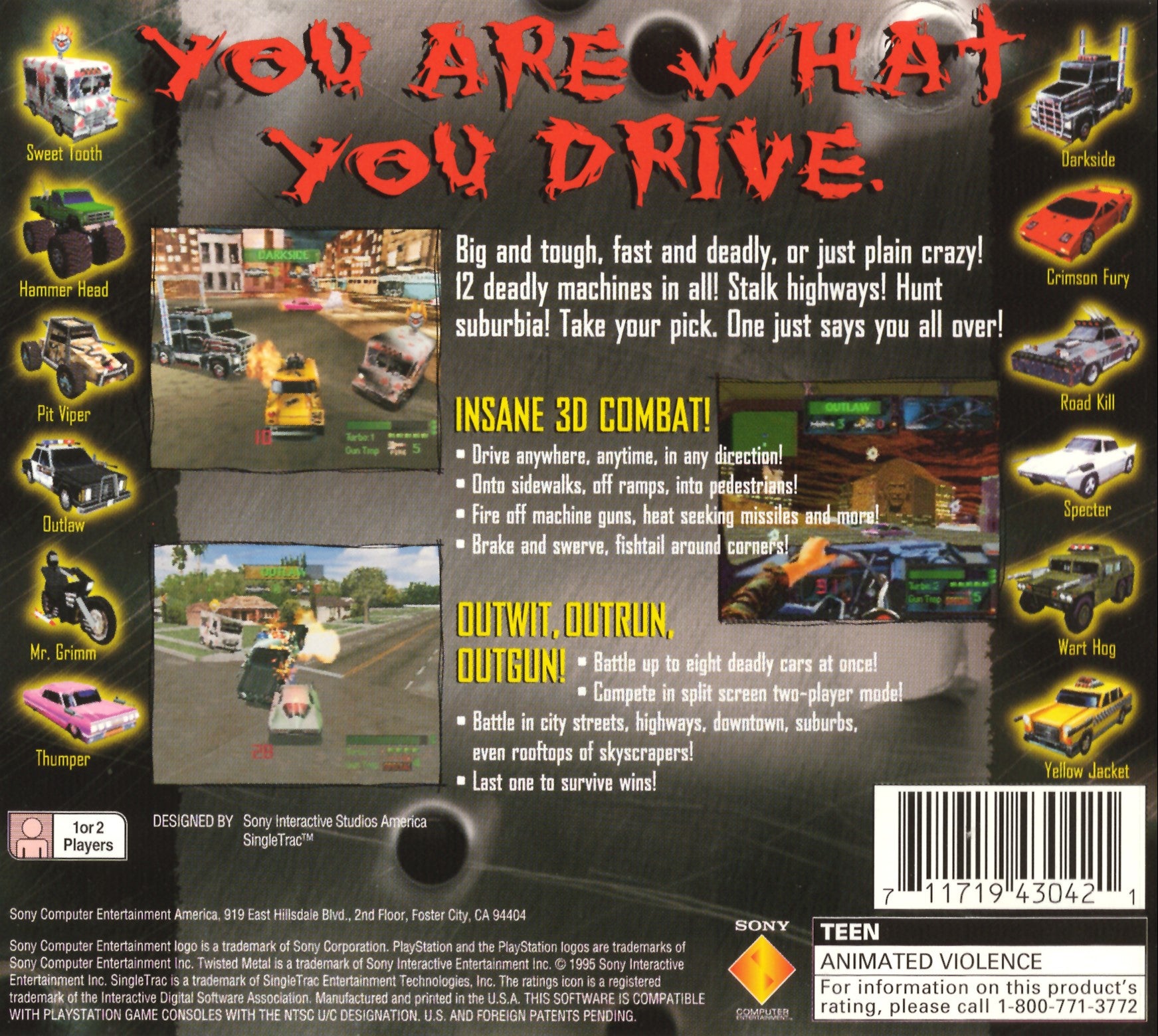 Twisted Metal Playstation - Video Game - Used - CaveGamers - Image 2