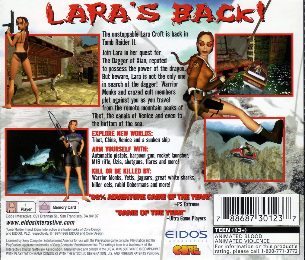Tomb Raider II: Starring Lara Croft Playstation - Video Game - Used - CaveGamers - Image 2