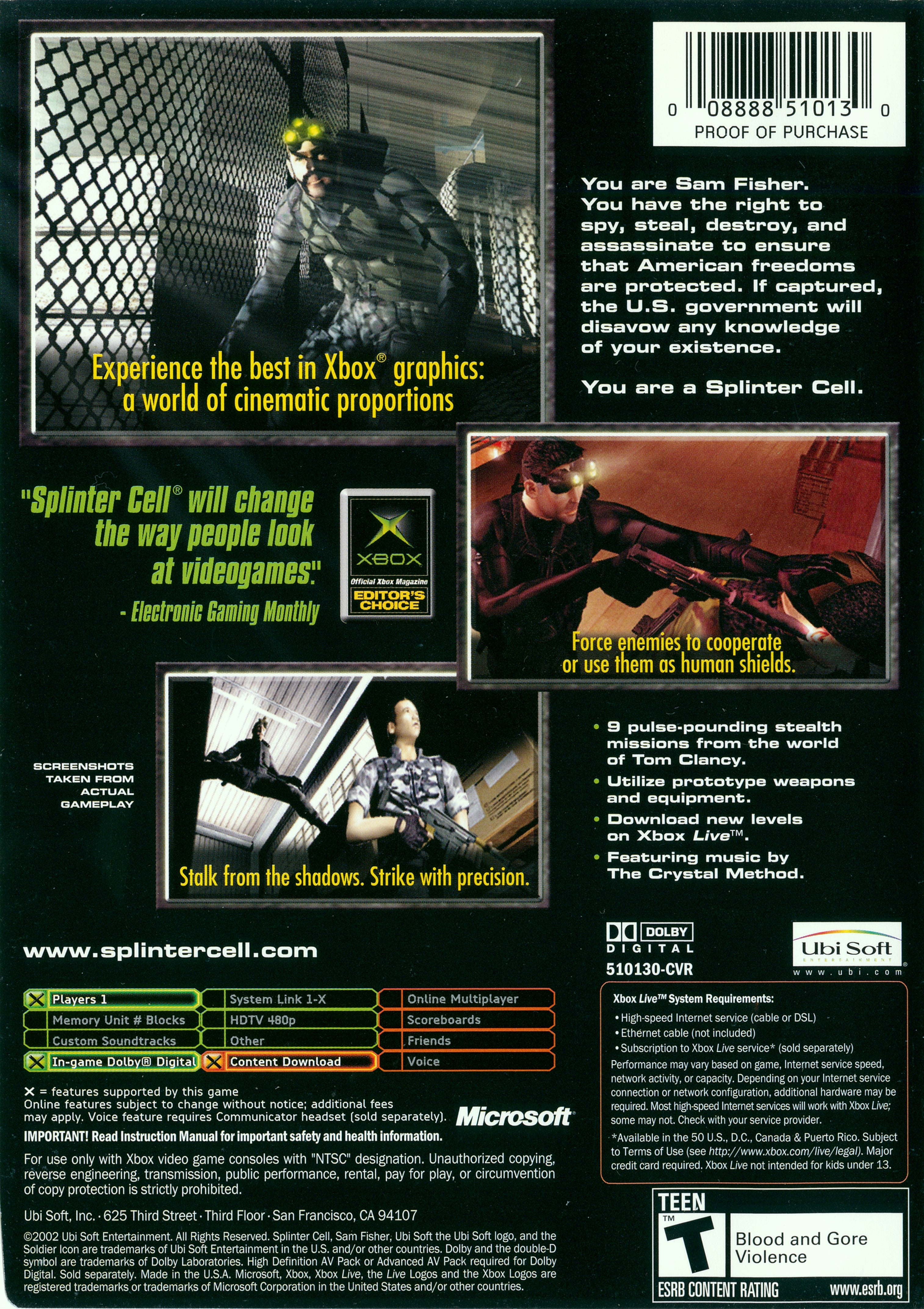 Tom Clancy's Splinter Cell Xbox - Video Game - Used - CaveGamers - Image 2