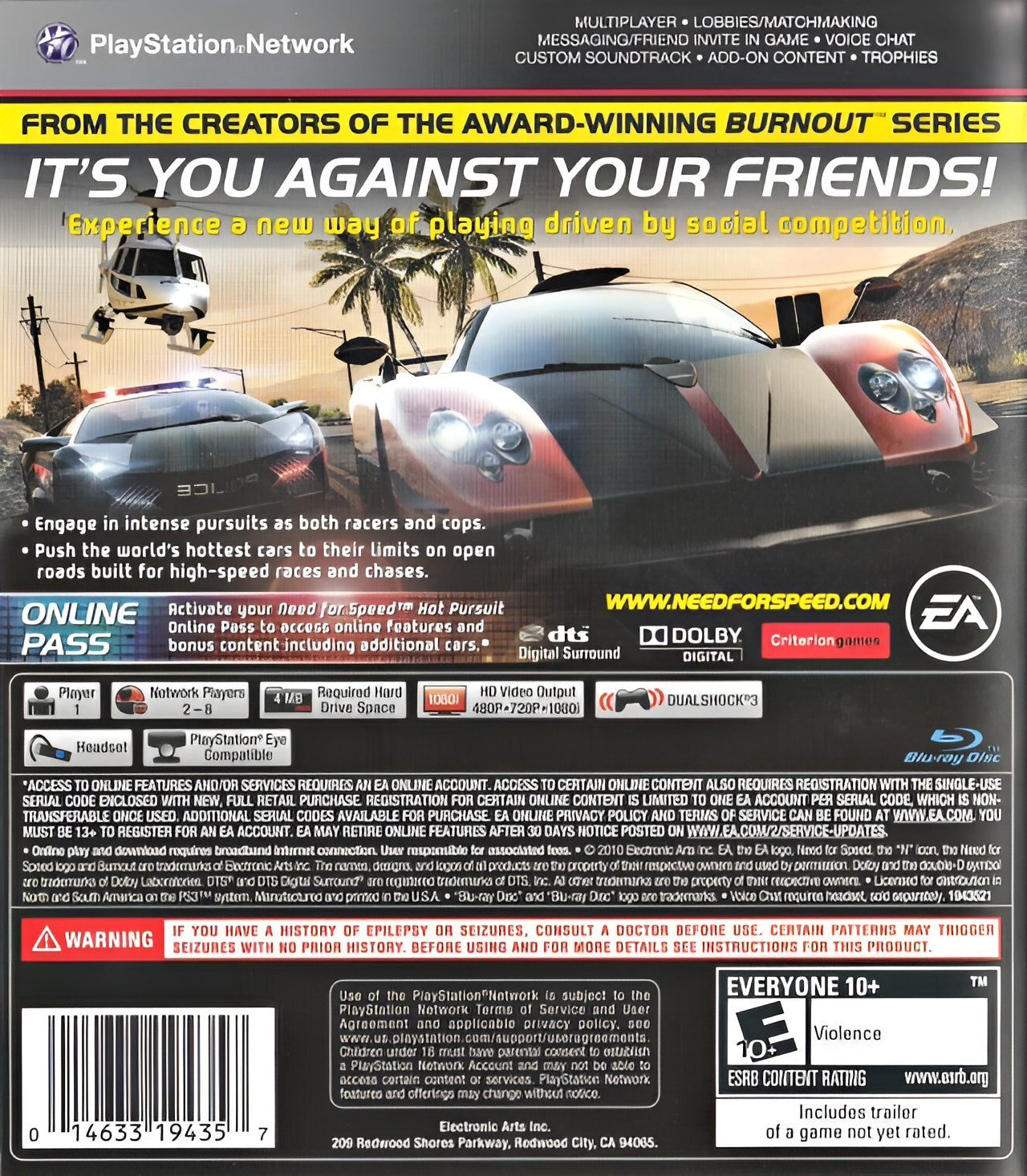 Need for Speed Hot Pursuit PS3 - Video Game - Used - CaveGamers - Image 2