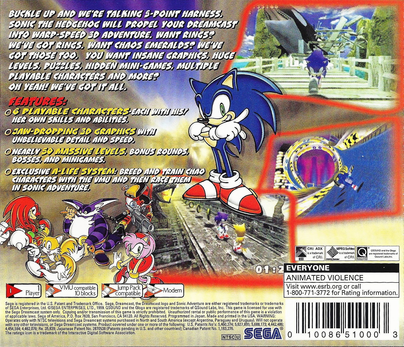 Sonic Adventure DreamCast - Video Game - Used - CaveGamers - Image 2