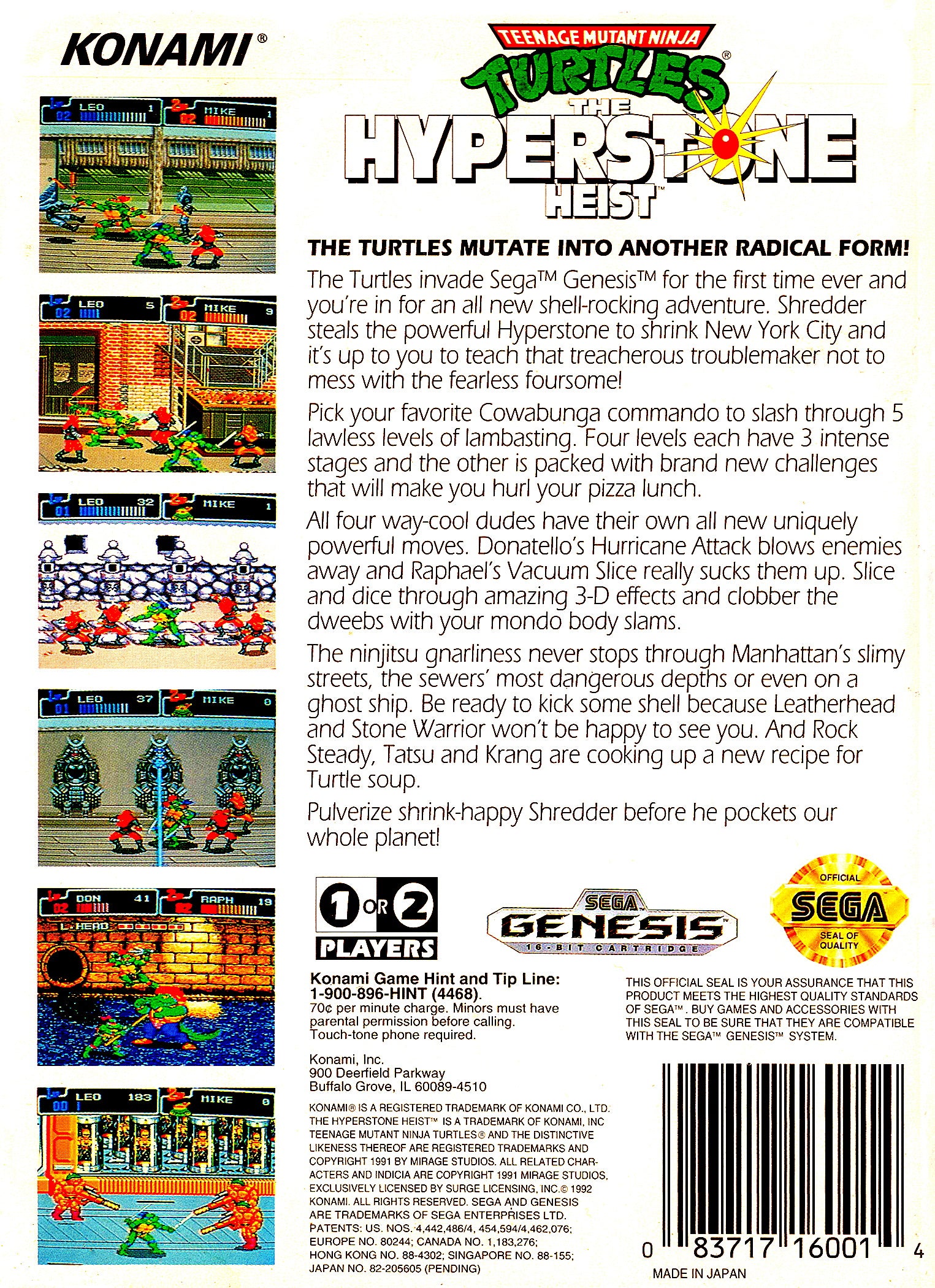 Teenage Mutant Ninja Turtles The Hyper Stone Heist Genesis - Video Game - Used - CaveGamers - Image 2