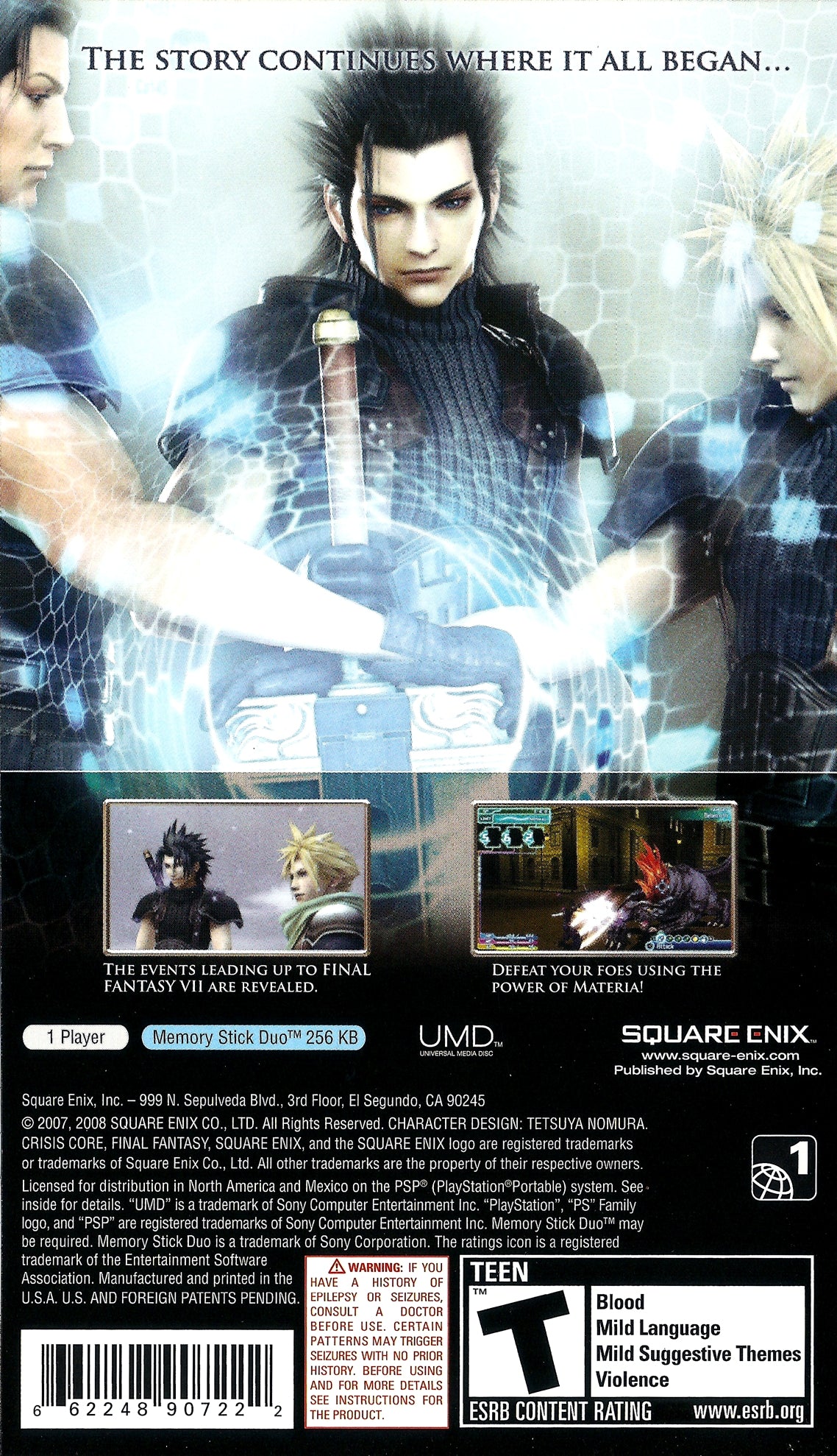 Crisis Core: Final Fantasy VII PSP - Video Game - Used - CaveGamers - Image 2