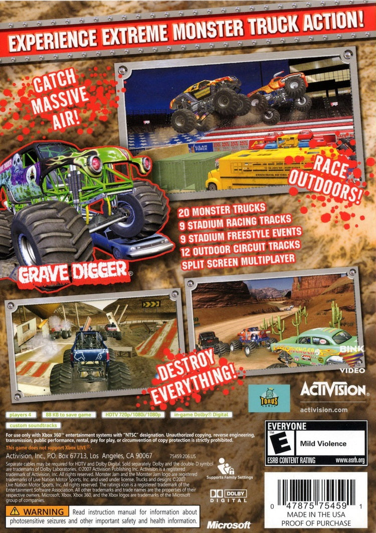 Monster Jam Xbox 360 - Video Game - Used - CaveGamers - Image 2