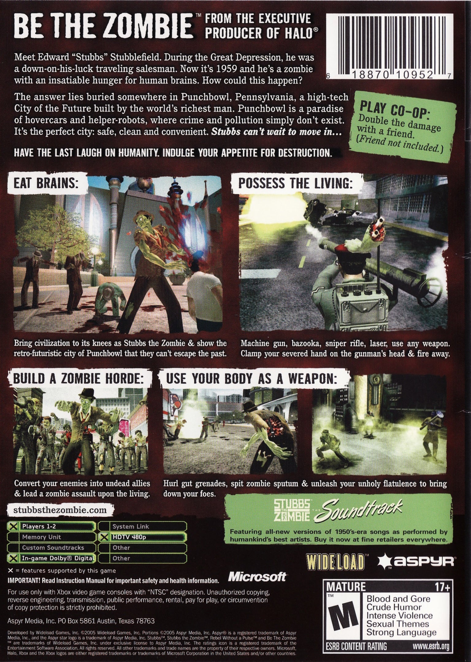 Stubbs The Zombie in Rebel Without a Pulse Xbox - Video Game - Used - CaveGamers - Image 2