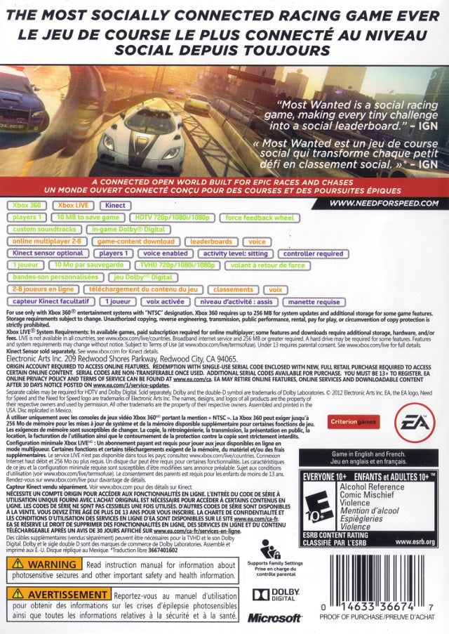 Need for Speed: Most Wanted (2012) Xbox 360 - Video Game - Used - CaveGamers - Image 2