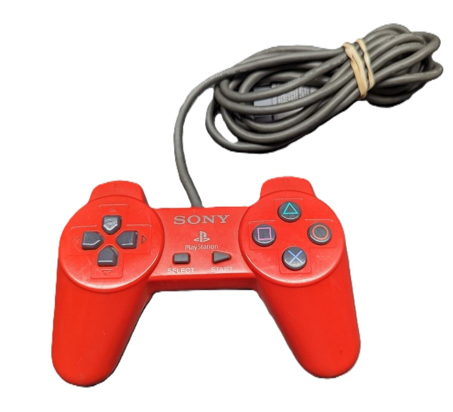 Playstation Controller (Non-Dualshock) - Red - Video Game Accessory - Used - CaveGamers - Image 2