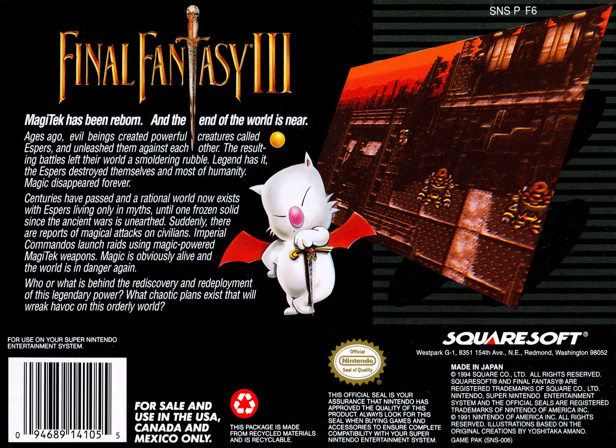 Final Fantasy III SNES - Video Game - Used - CaveGamers - Image 2
