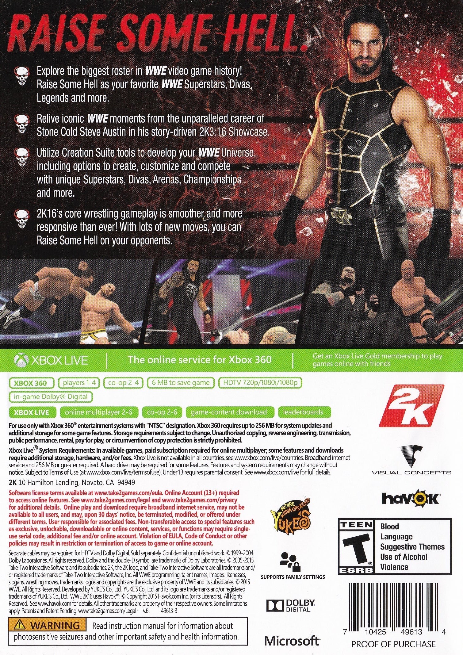 WWE 2K16 Xbox 360 - Video Game - Used - CaveGamers - Image 2