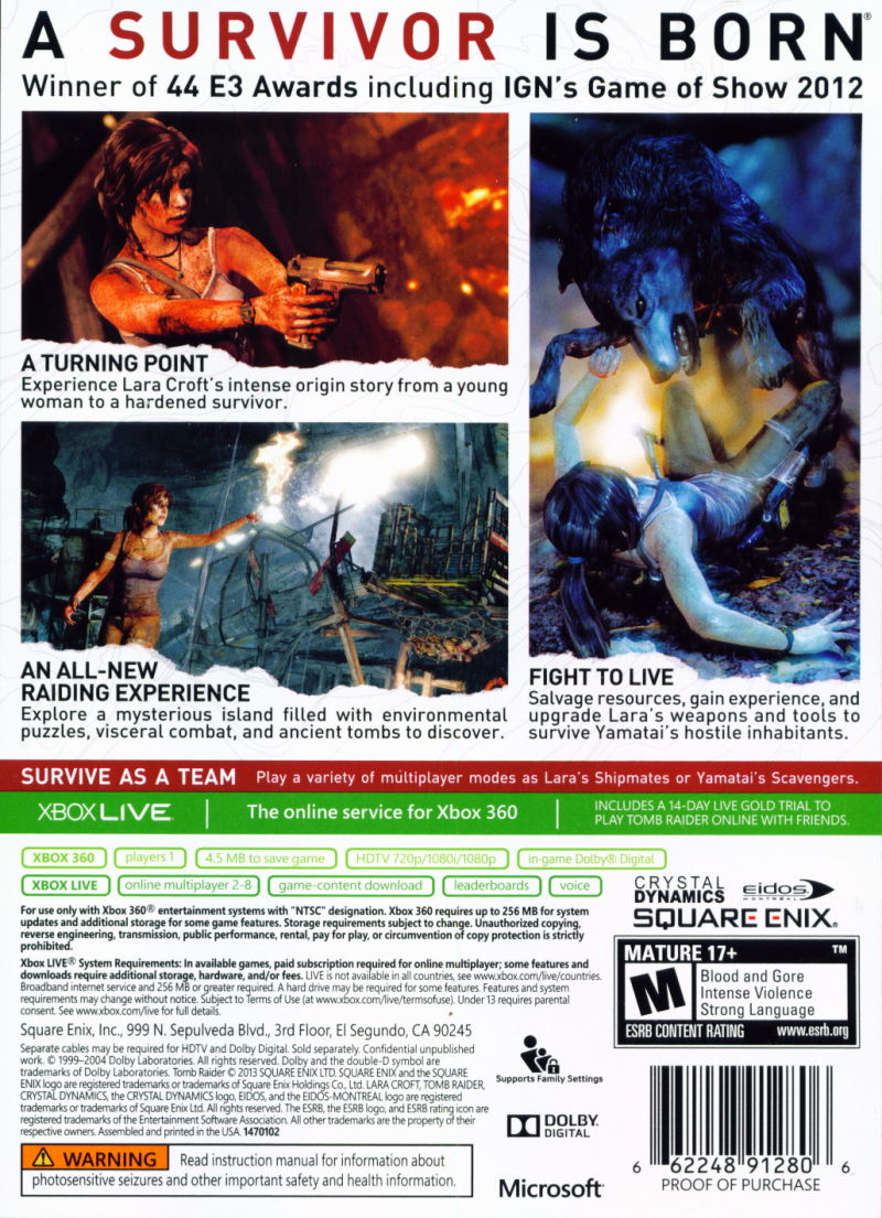 Tomb Raider Xbox 360 - Video Game - Used - CaveGamers - Image 2