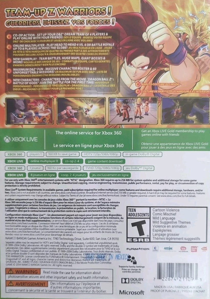 Dragon Ball Z: Battle of Z Xbox 360 - Video Game - Used - CaveGamers - Image 2