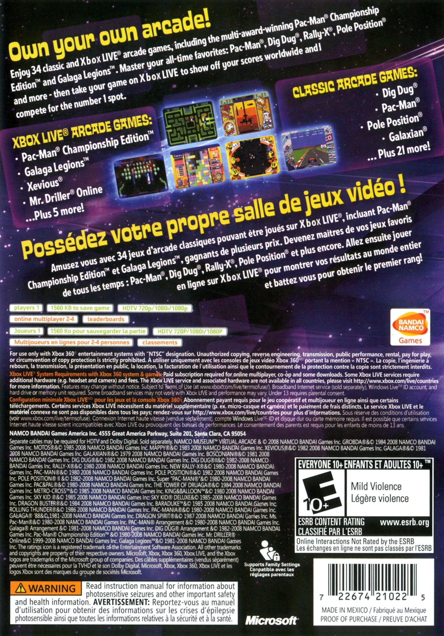 Namco Museum Virtual Arcade Xbox 360 - Video Game - Used - CaveGamers - Image 2