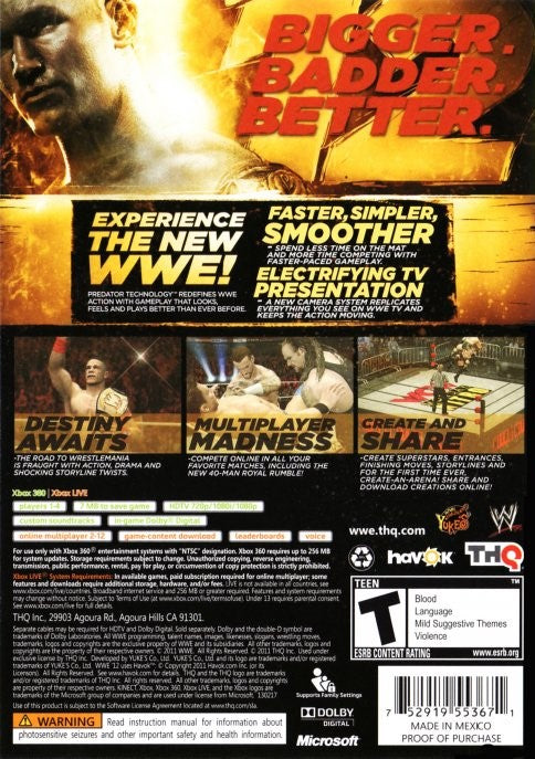 WWE '12 Xbox 360 - Video Game - Used - CaveGamers - Image 2