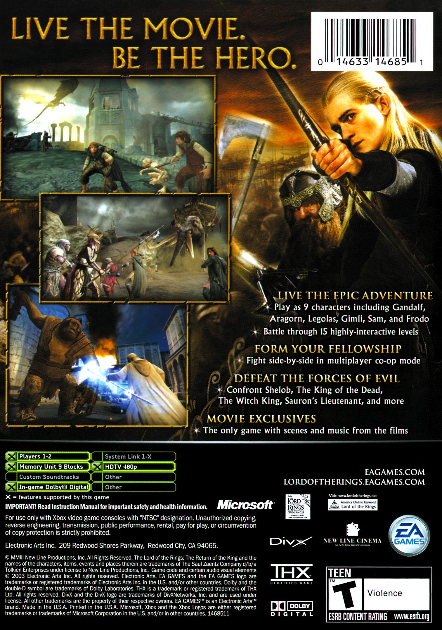 The Lord of the Rings: The Return of the King Xbox - Video Game - Used - CaveGamers - Image 2