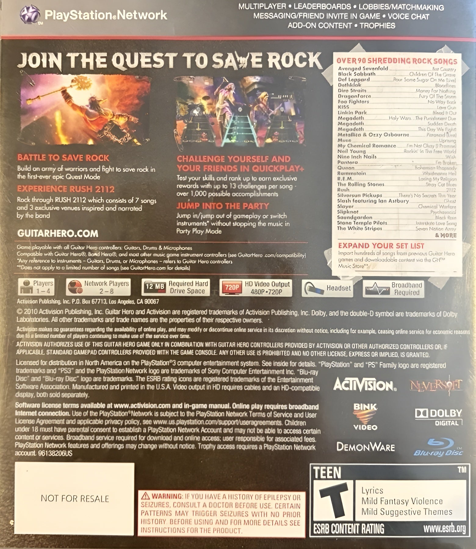 Guitar Hero: Warriors of Rock PS3 - Video Game - Used - CaveGamers - Image 2
