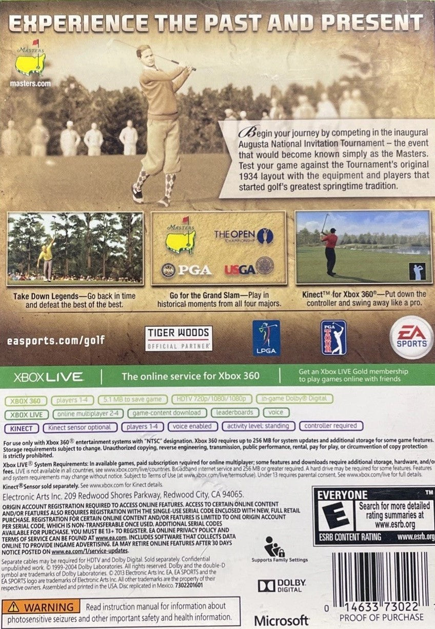 Tiger Woods PGA TOUR 14: Masters Historic Edition Xbox 360 - Video Game - Used - CaveGamers - Image 2