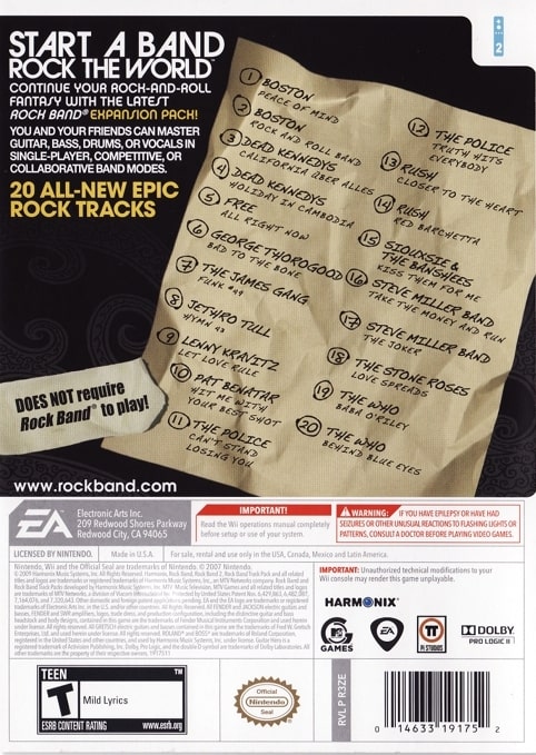 Rock Band Track Pack: Classic Rock Wii - Video Game - Used - CaveGamers - Image 2