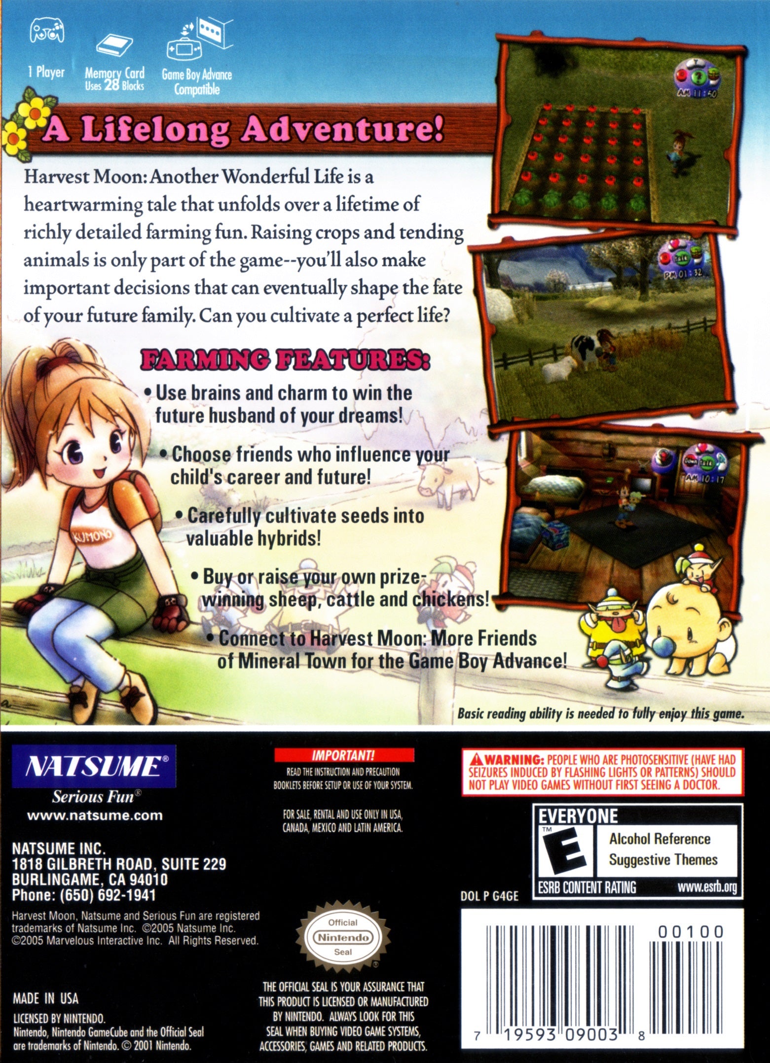 Harvest Moon Another Wonderful Life GameCube - Video Game - Used - CaveGamers - Image 2