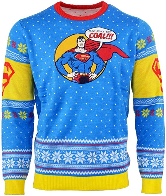 Superman 'Bad Guys Get Coal' Jumper / Ugly Christmas Sweater - XS
