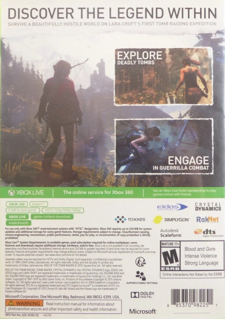 Rise of the Tomb Raider Xbox 360 - Video Game - Used - CaveGamers - Image 2