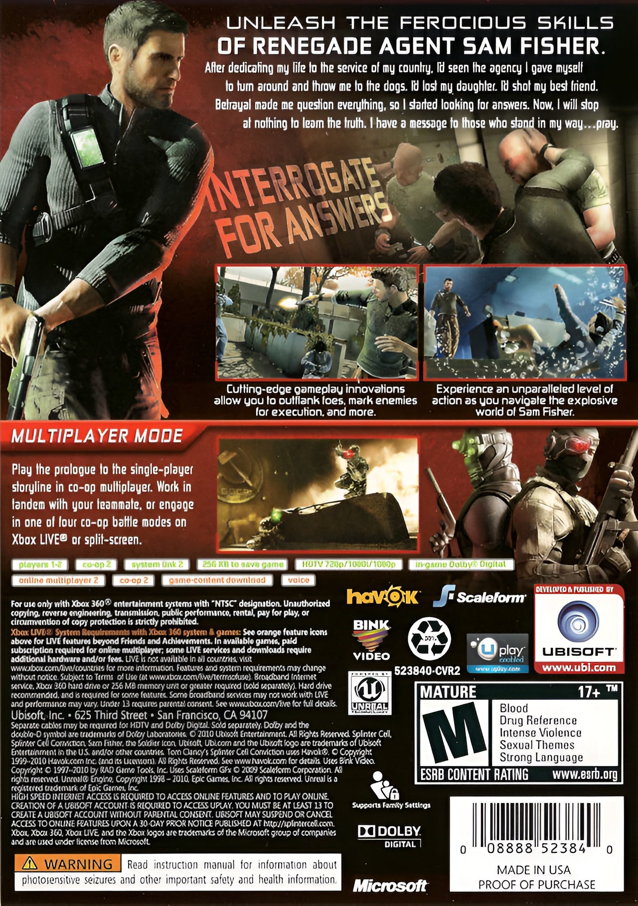 Tom Clancy's Splinter Cell Conviction Xbox 360 - Video Game - Used - CaveGamers - Image 2