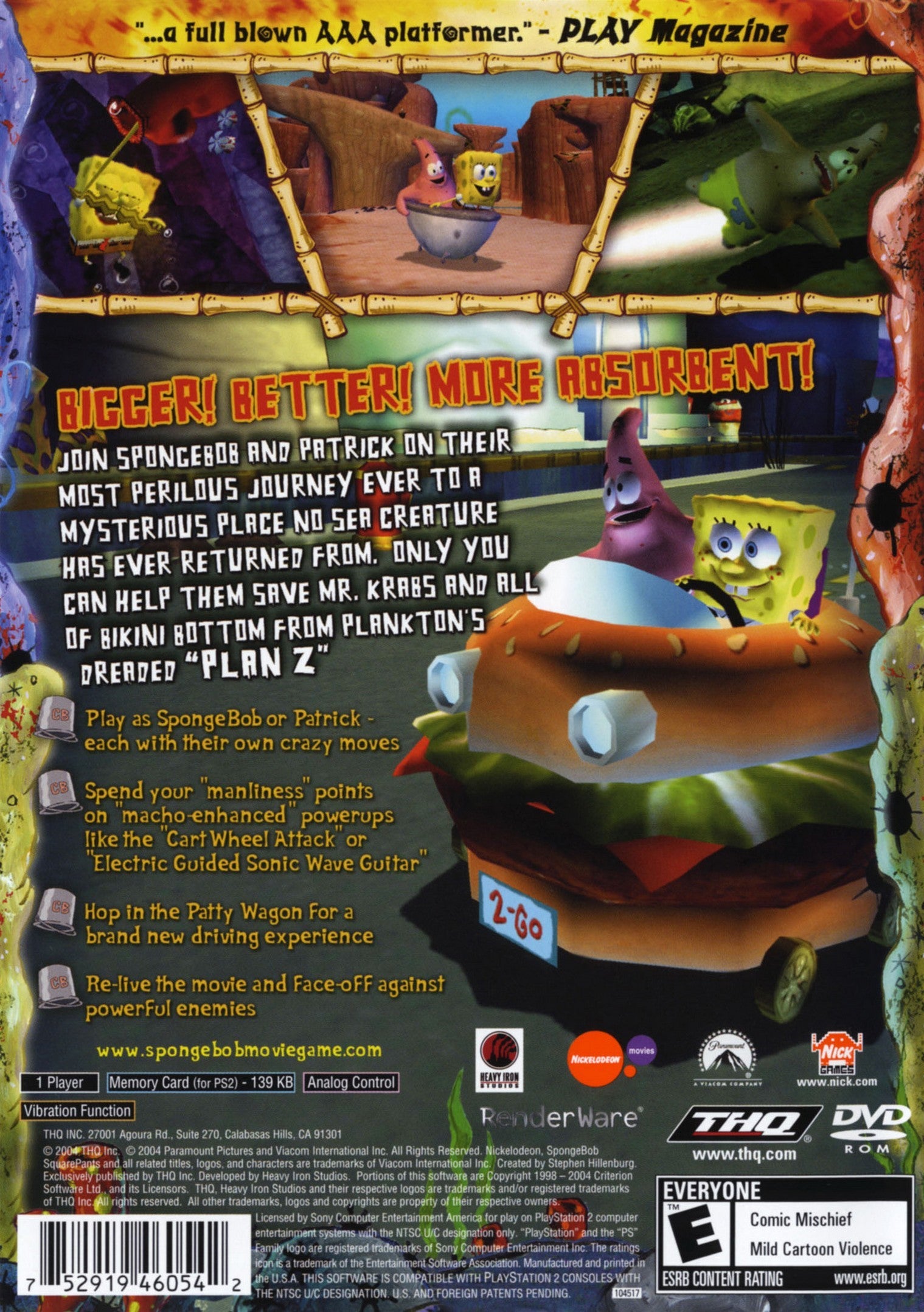 Spongebob Squarepants The Movie PS2 - Video Game - Used - CaveGamers - Image 2