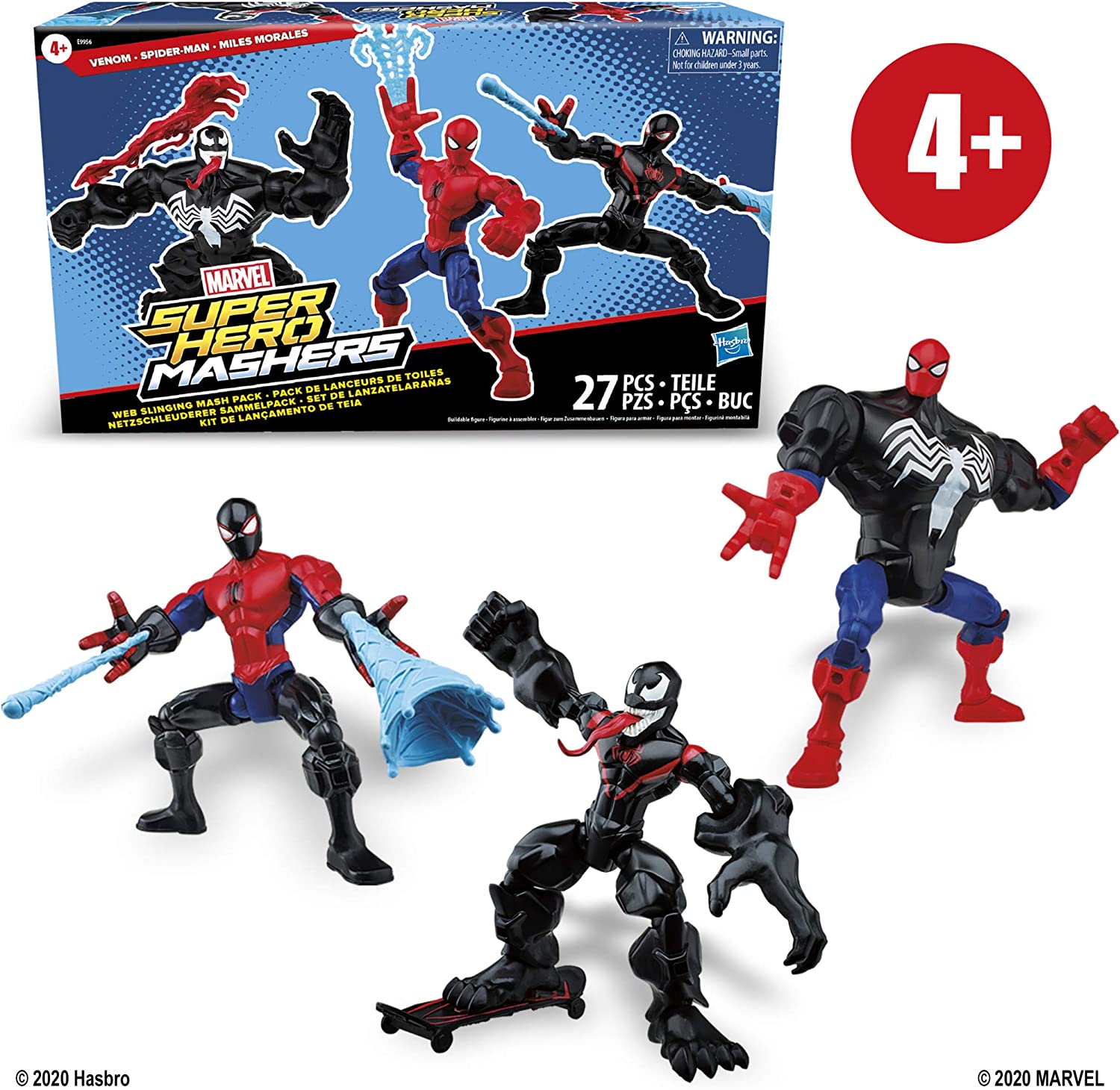 Web Slinging Venom Spider-Man Miles Morales - Marvel Super Hero Mashers 6" Action Figures