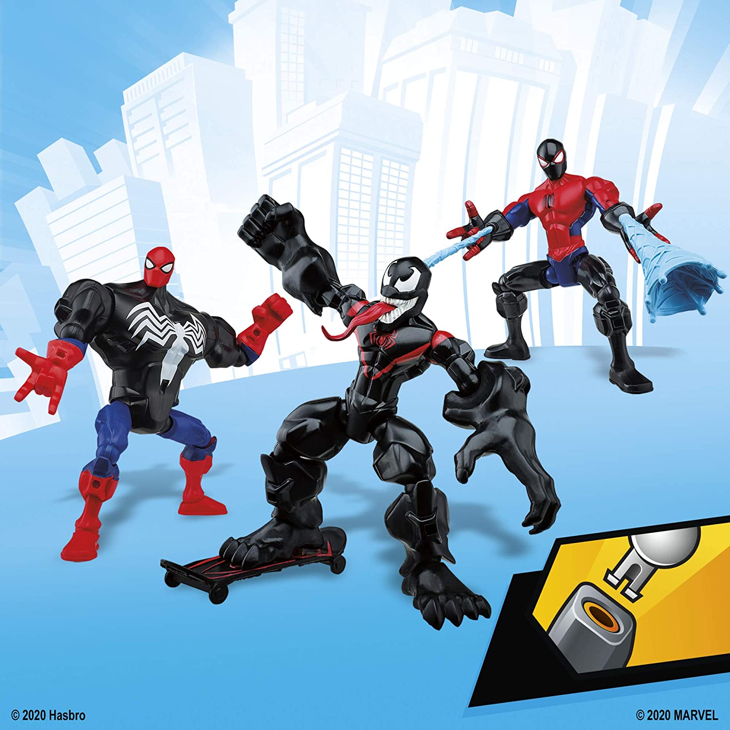 Web Slinging Venom Spider-Man Miles Morales - Marvel Super Hero Mashers 6" Action Figures