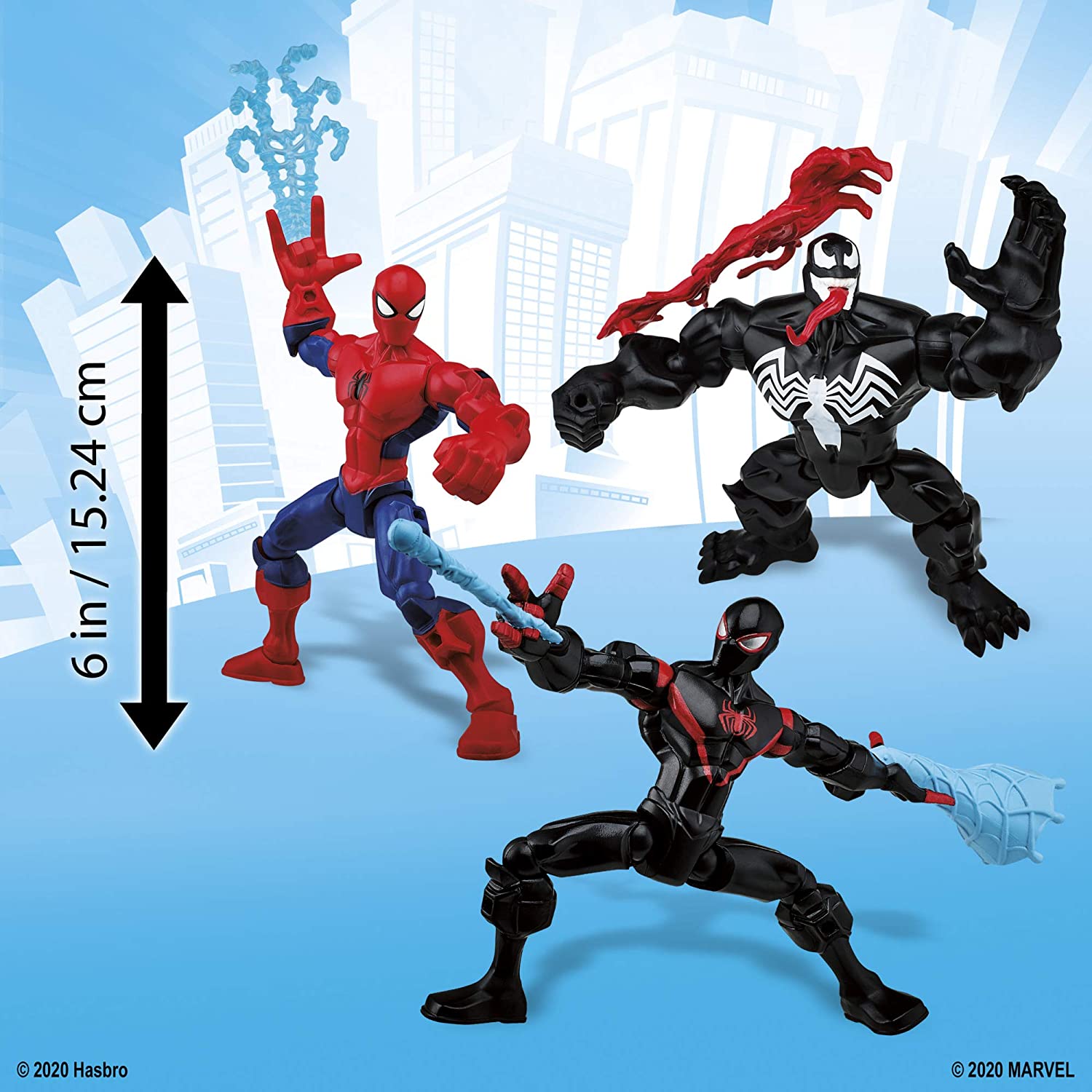 Web Slinging Venom Spider-Man Miles Morales - Marvel Super Hero Mashers 6" Action Figures
