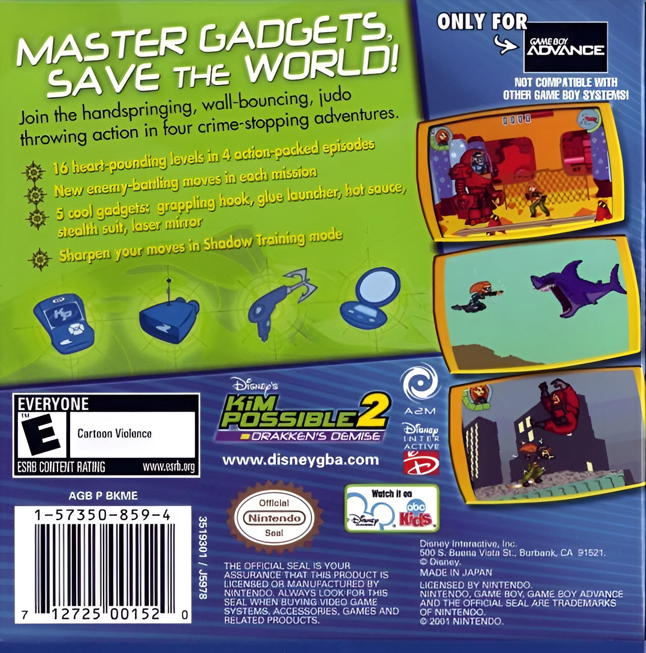 Disney's Kim Possible 2 Drakken's Demise Game Boy Advance - Video Game - Used - CaveGamers - Image 2