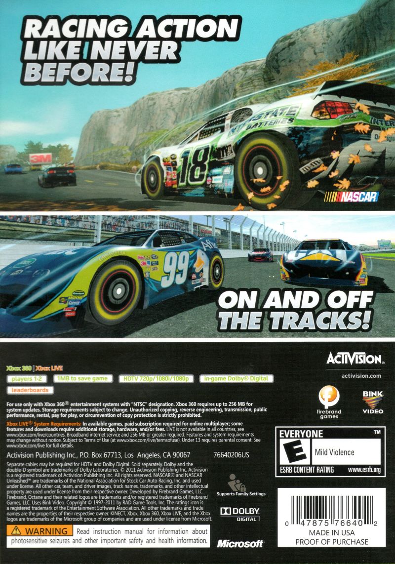 NASCAR: Unleashed Xbox 360 - Video Game - Used - CaveGamers - Image 2