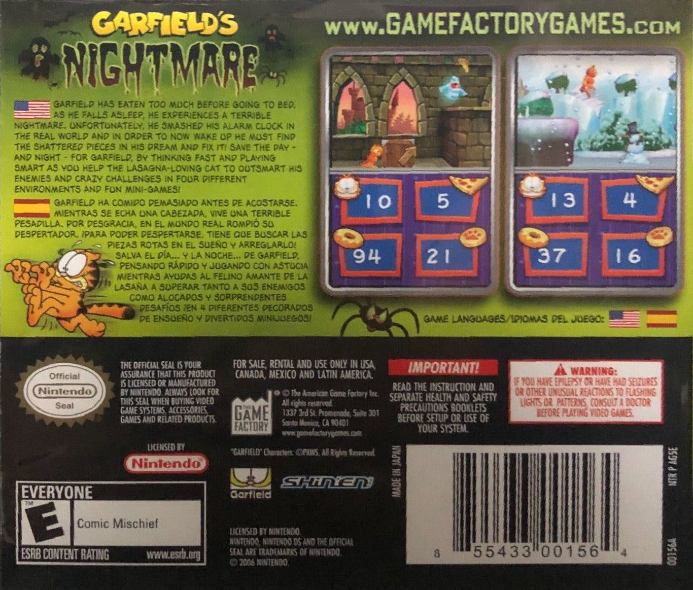 Garfield's Nightmare DS - Video Game - Used - CaveGamers - Image 2
