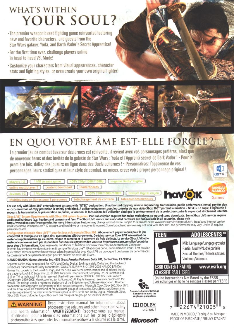 Soul Calibur IV Xbox 360 - Video Game - Used - CaveGamers - Image 2