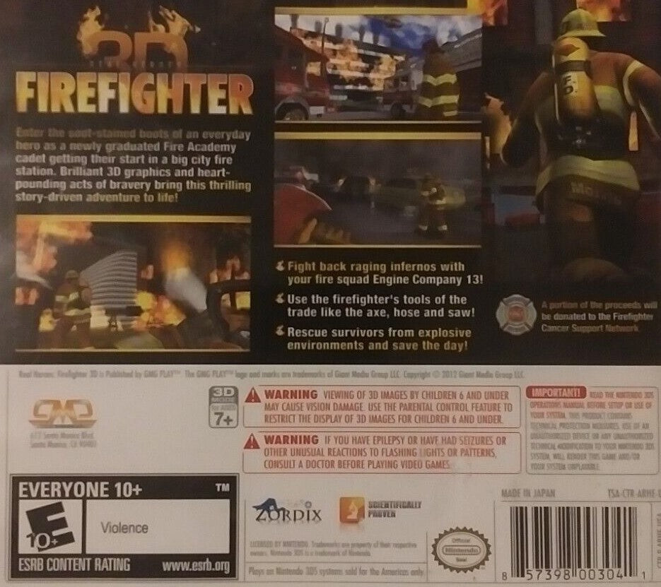 Firefighter 3D 3DS - Video Game - Used - CaveGamers - Image 2