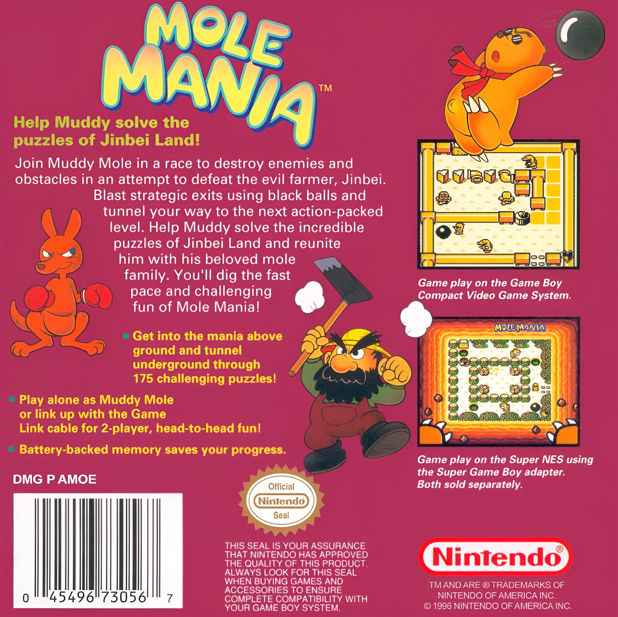 Mole Mania Game Boy - Video Game - Used - CaveGamers - Image 2