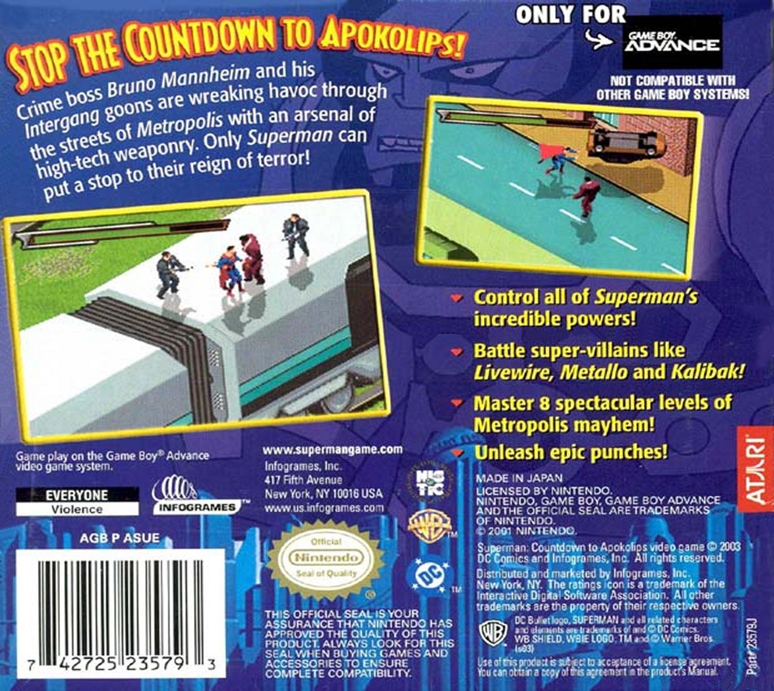 Superman: Countdown To Apokolips Game Boy Advance - Video Game - Used - CaveGamers - Image 2