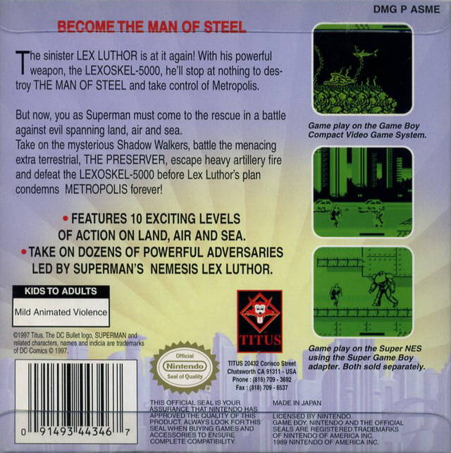 Superman Game Boy - Video Game - Used - CaveGamers - Image 2