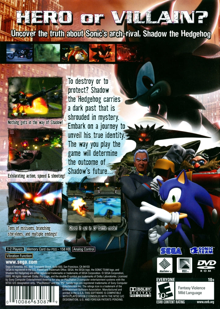 Shadow The Hedgehog PS2 - Video Game - Used - CaveGamers - Image 2