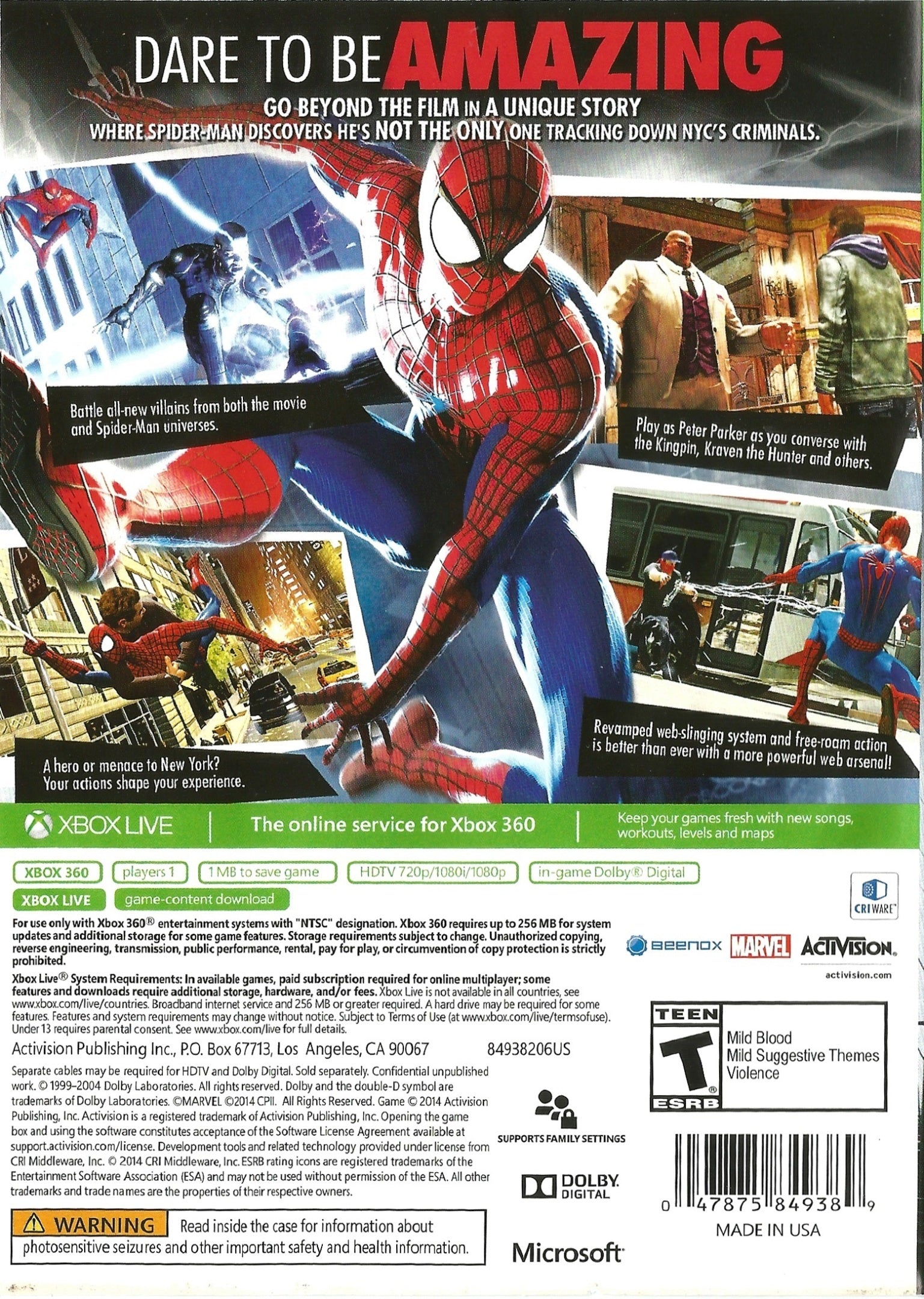 The Amazing Spider-Man 2 Xbox 360 - Video Game - Used - CaveGamers - Image 2
