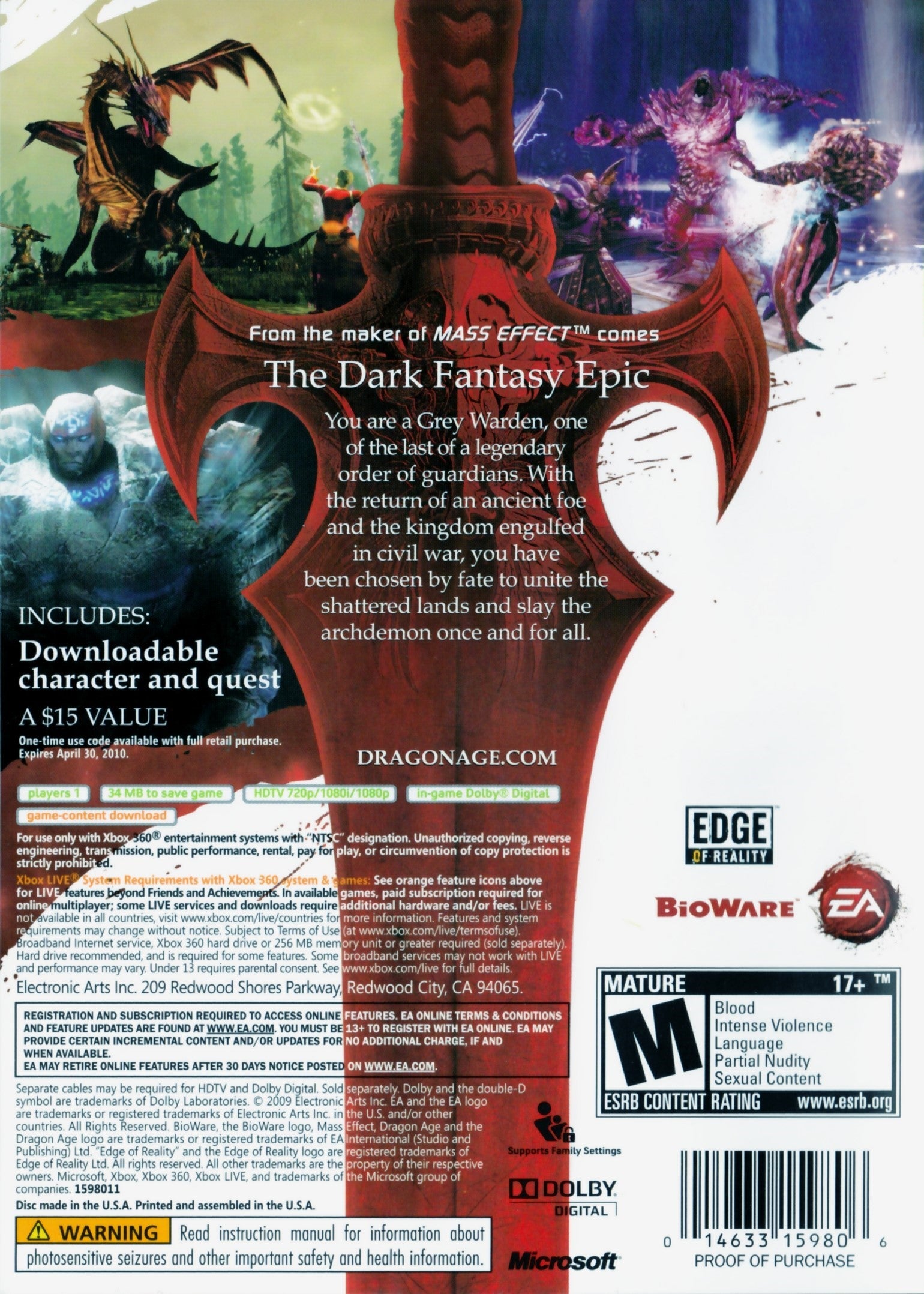 Dragon Age Origins Xbox 360 - Video Game - Used - CaveGamers - Image 2